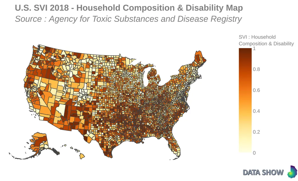 U.S. Social Vulnerability Index 2018 : Household Composition & Disability Map U.S. Social Vulnerability Index 2018 : Household Composition & Disability Map