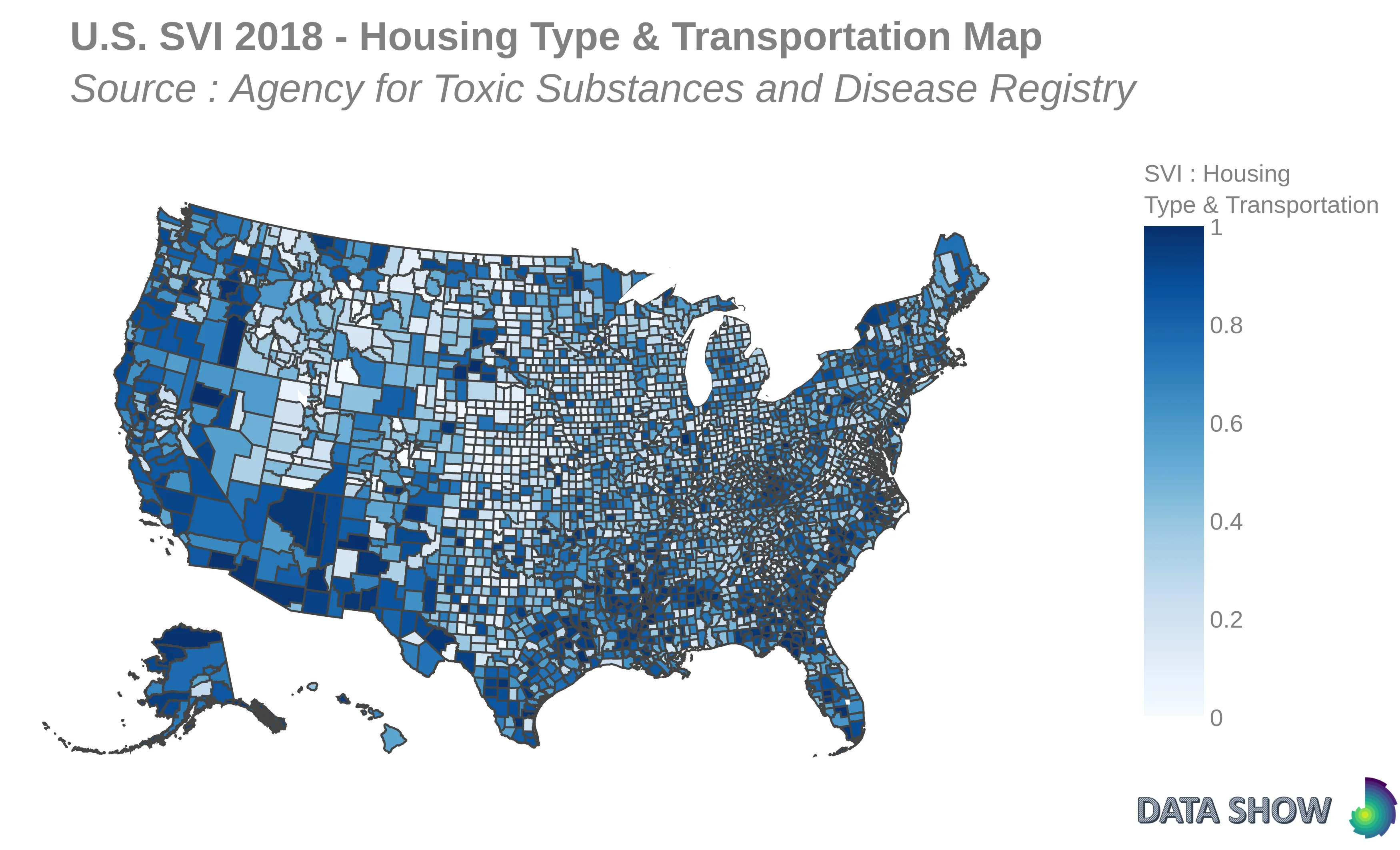 Social Vulnerability Index 2018 - Housing Type & Transportation Map