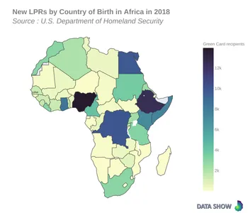 Persons Obtaining Lawful Permanent Resident Status by Country of Birth in Africa in 2018 - Map Persons Obtaining Lawful Permanent Resident Status by Country of Birth in Africa in 2018 - Map