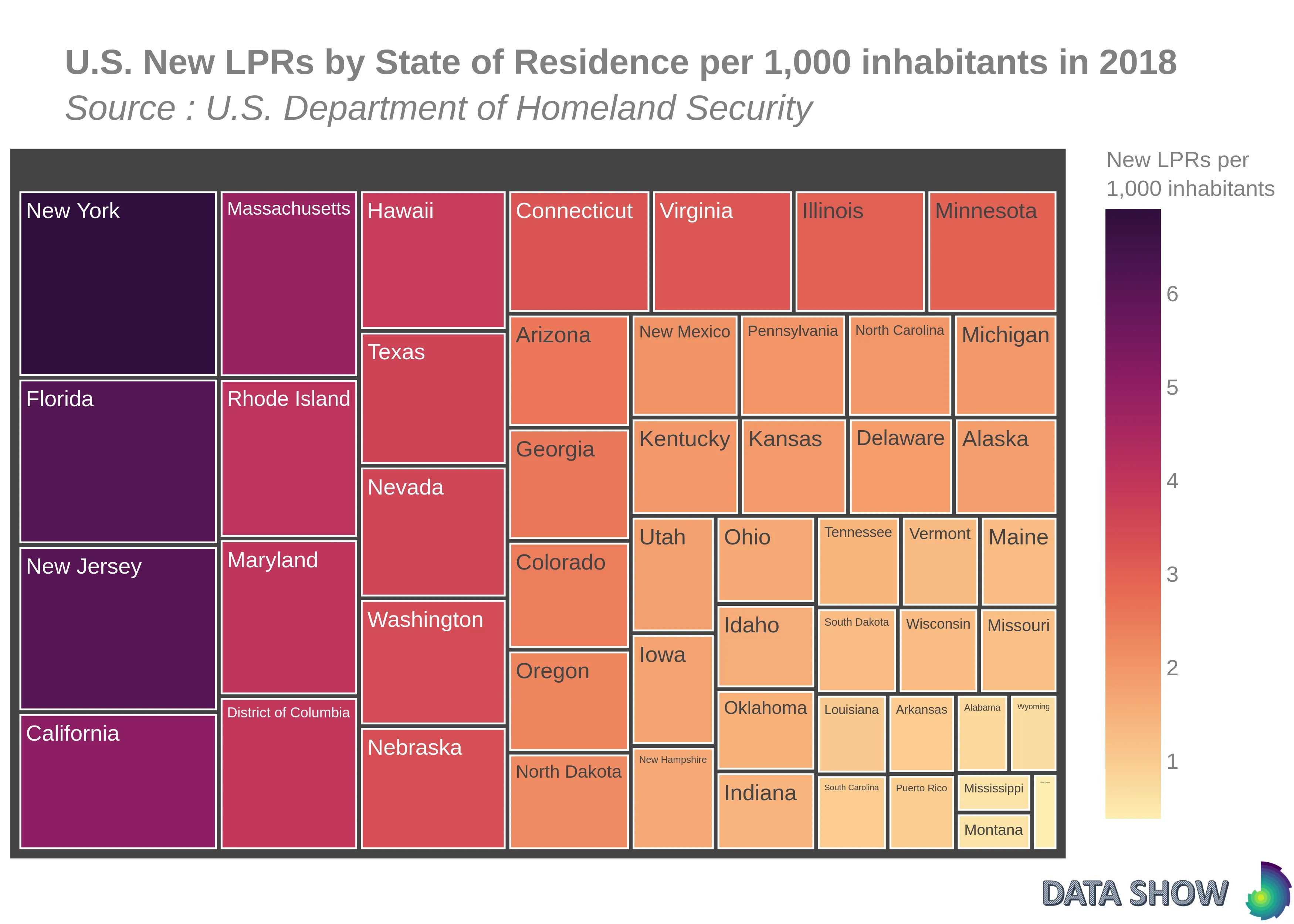 U.S. New Lawful Permanent Residents by State of Residence per 1,000 inhabitants in 2018 - Graph U.S. New Lawful Permanent Residents by State of Residence per 1,000 inhabitants in 2018 - Graph